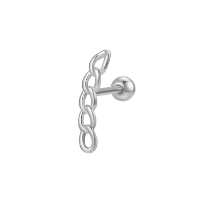 Chunky Chain Stud Earring Piercing Sterling Silver