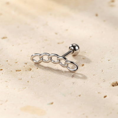 Chunky Chain Stud Earring Piercing Sterling Silver