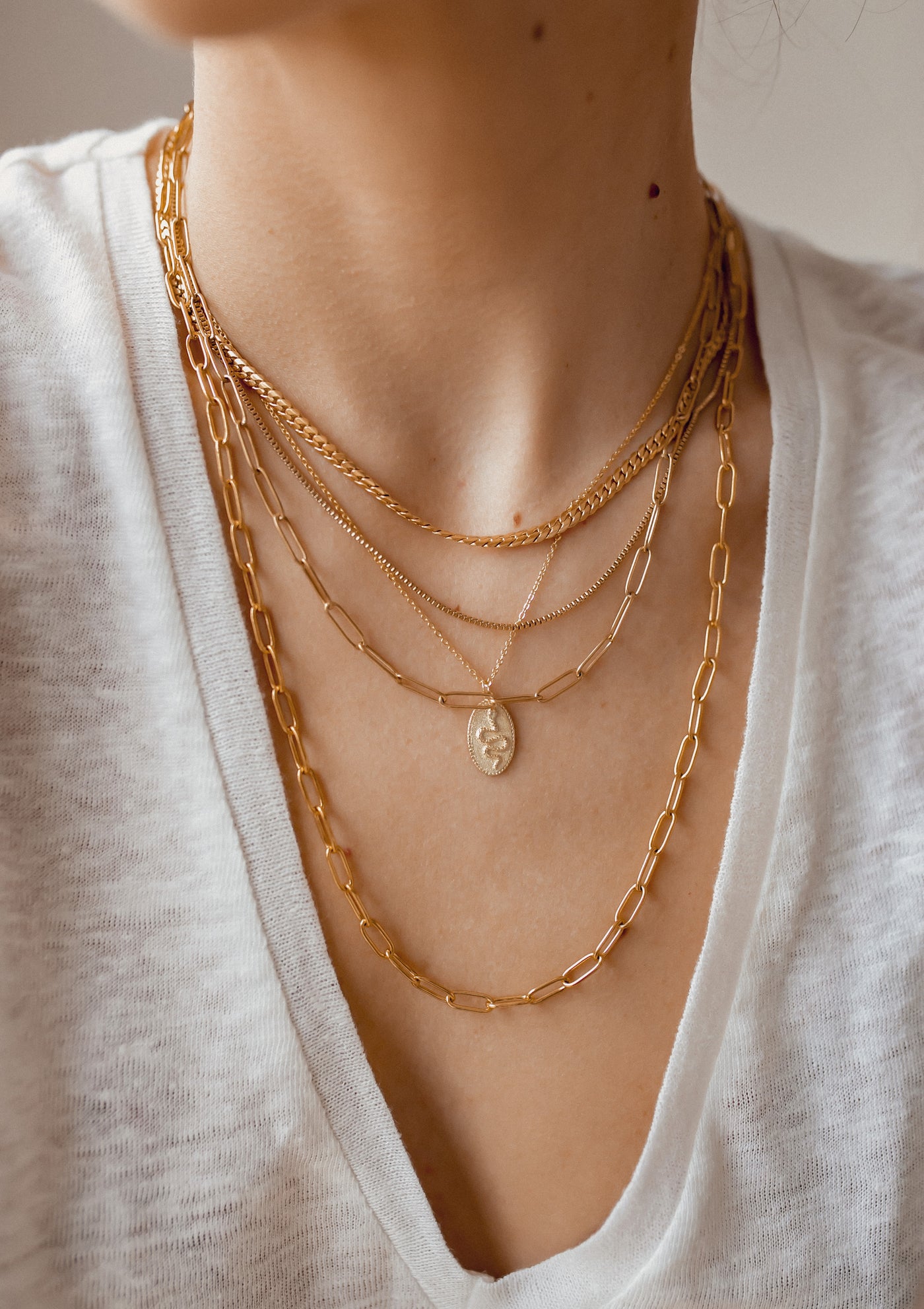 Chunky Chain Y Necklace Gold