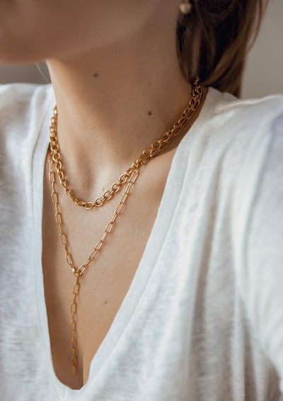 Chunky Chain Y Necklace Gold