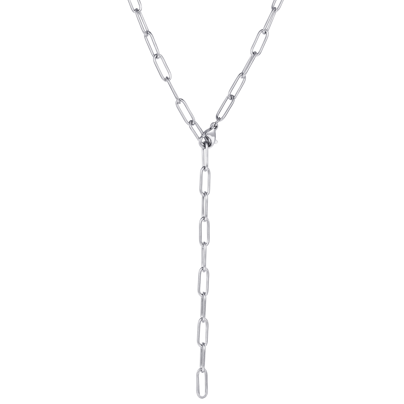 Chunky Chain Y Necklace Silver