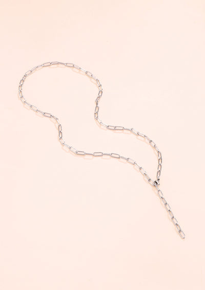 Chunky Chain Y Necklace Silver