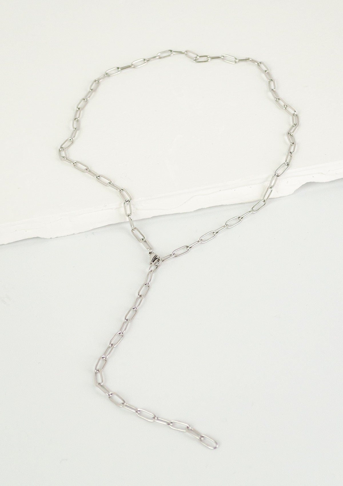 Chunky Chain Y Necklace Silver