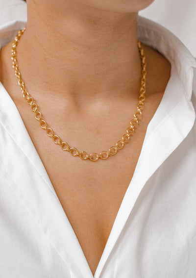 Chunky Double Cable Chain Necklace Gold