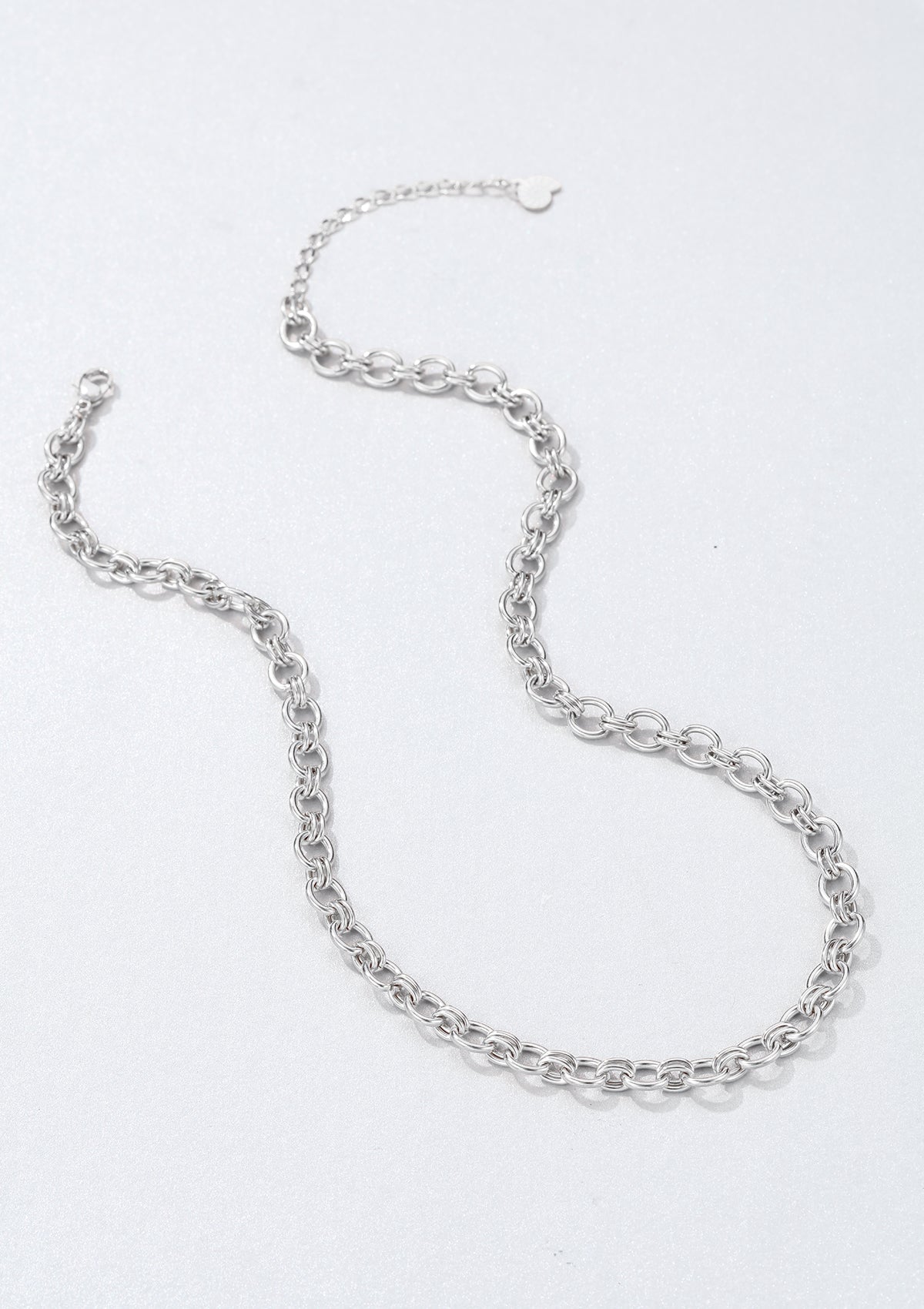 Chunky Double Cable Chain Necklace Silver