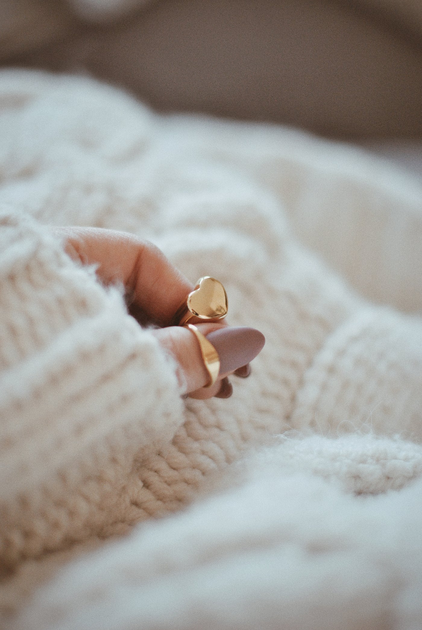 Chunky Heart Ring Gold