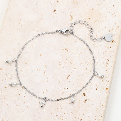 Cinque Pearl Chain Anklet Silver