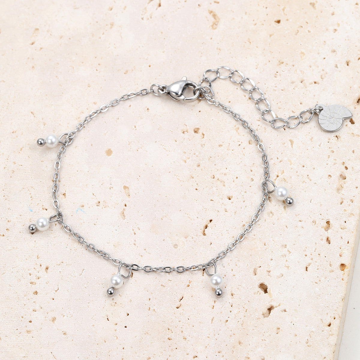 Cinque Pearl Chain Bracelet Silver