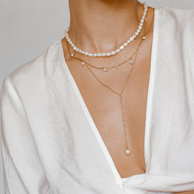 Cinque Pearl Chain Necklace Gold