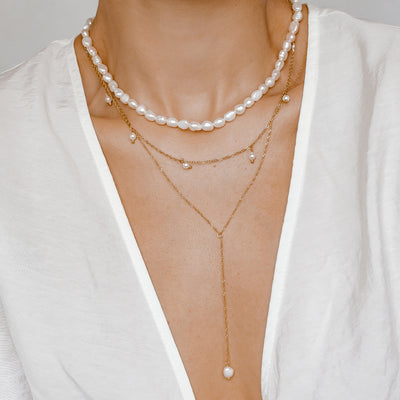 Cinque Pearl Chain Necklace Gold