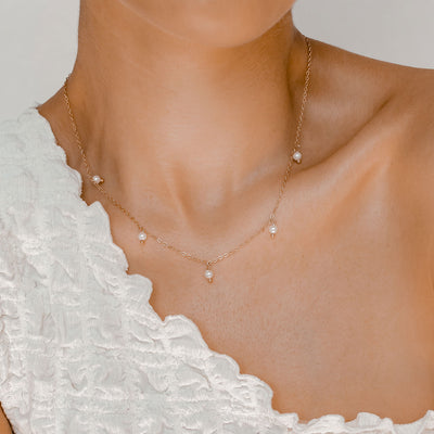 Cinque Pearl Chain Necklace Rose Gold