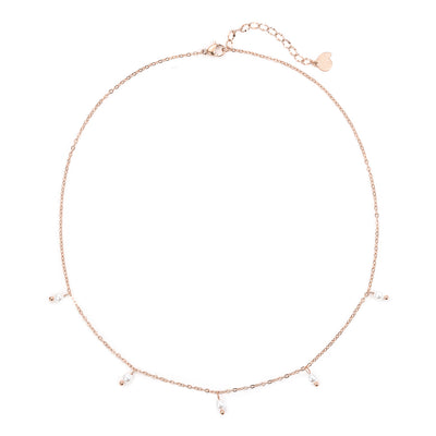 Cinque Pearl Chain Necklace Rose Gold