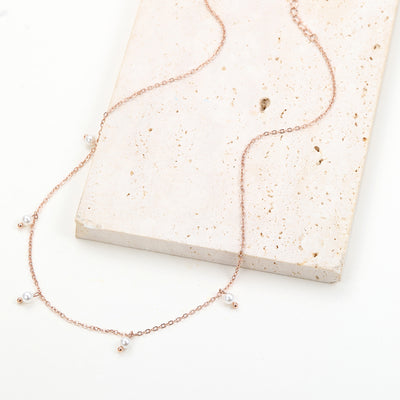 Cinque Pearl Chain Necklace Rose Gold