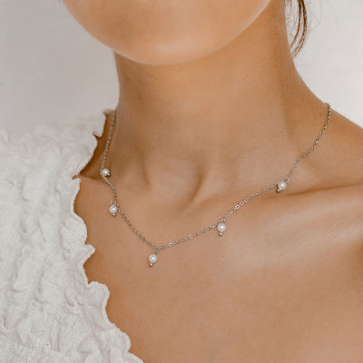 Collier Chaîne Perle Cinque en Argent