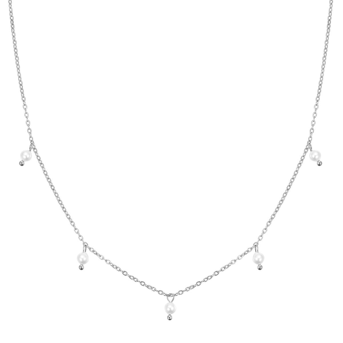 Collier Chaîne Perle Cinque en Argent