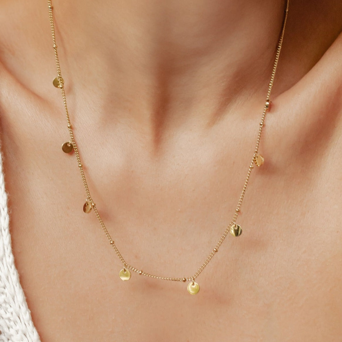 Circles Bobble Chain Necklace Gold