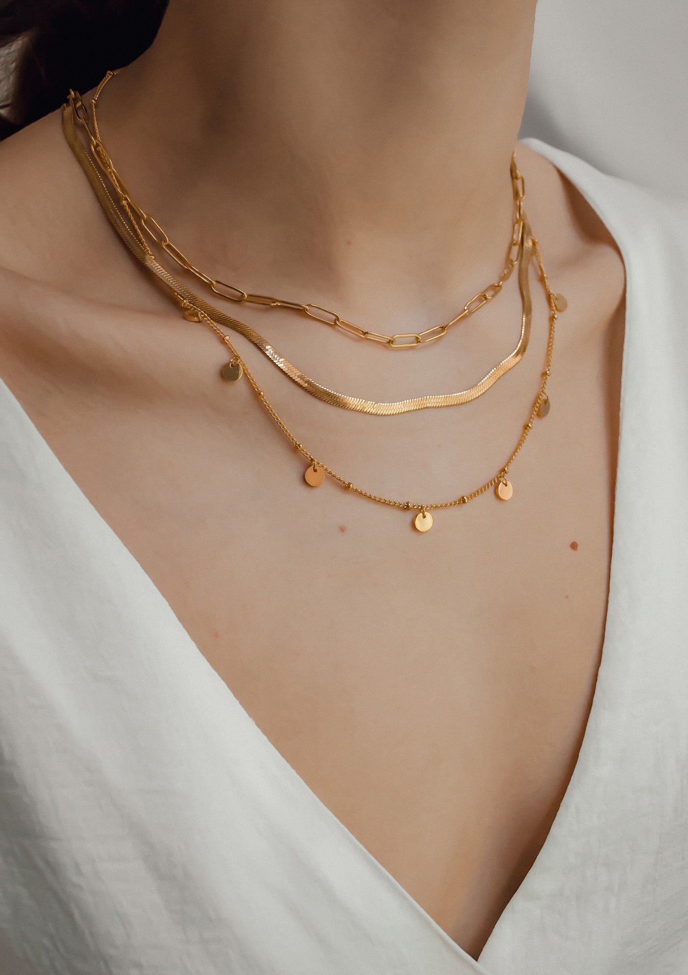 Circles Bobble Chain Necklace Gold