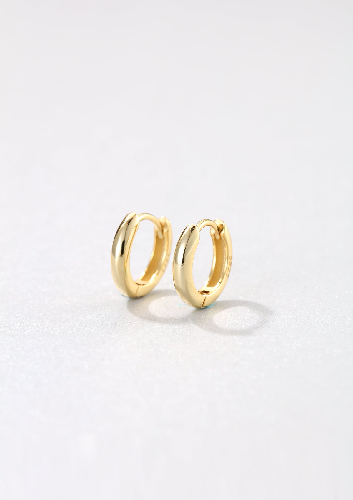 Classic Hoop Huggie Earrings Sterling Silver Gold