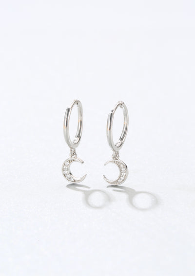 Crescent Moon Huggie Earrings Sterling Silver