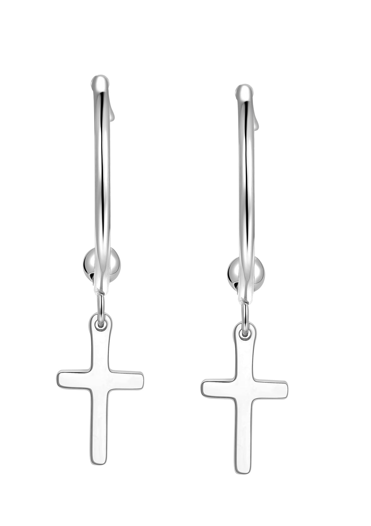 Cross Hoop Earrings Silver