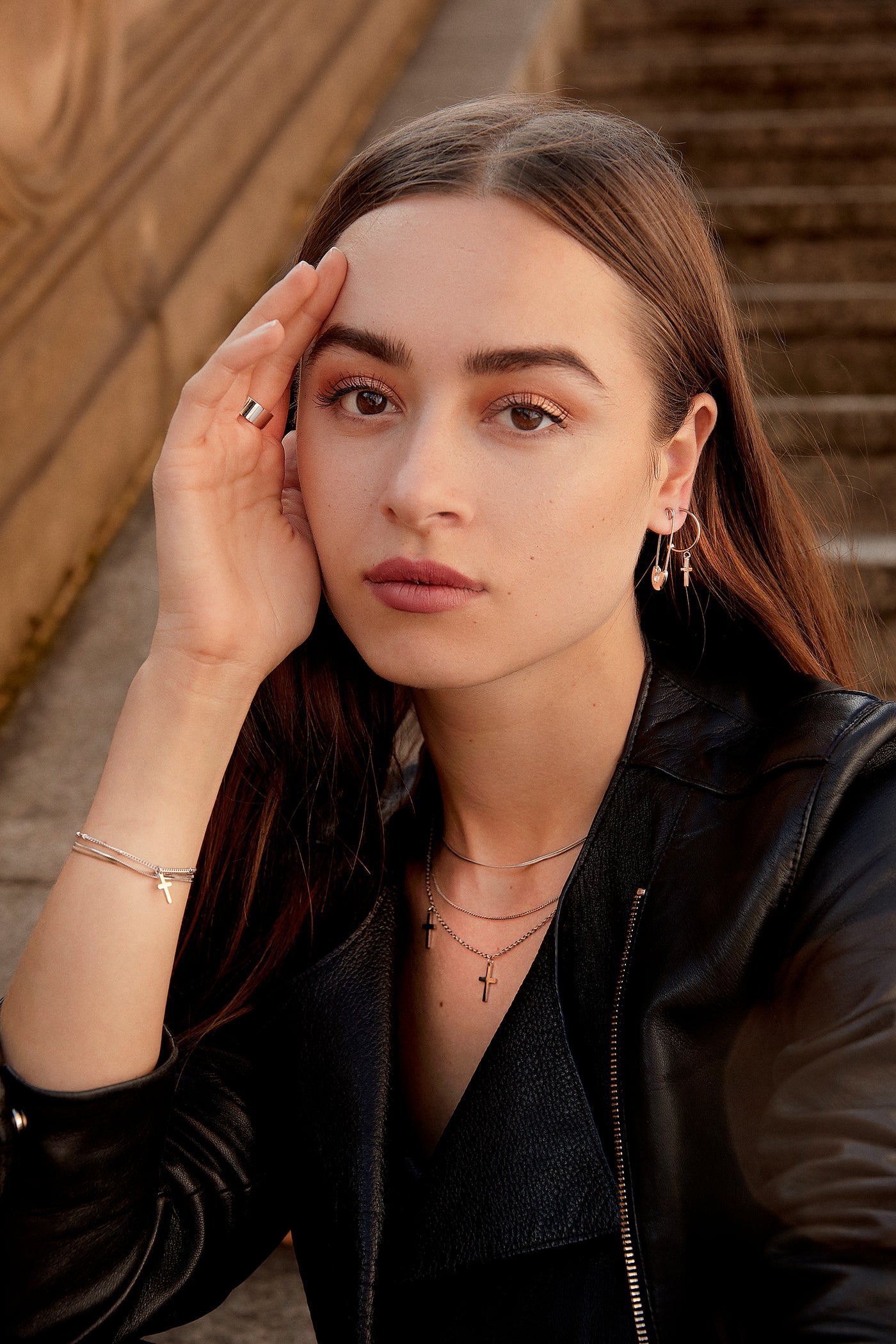 Cross Hoop Earrings Silver