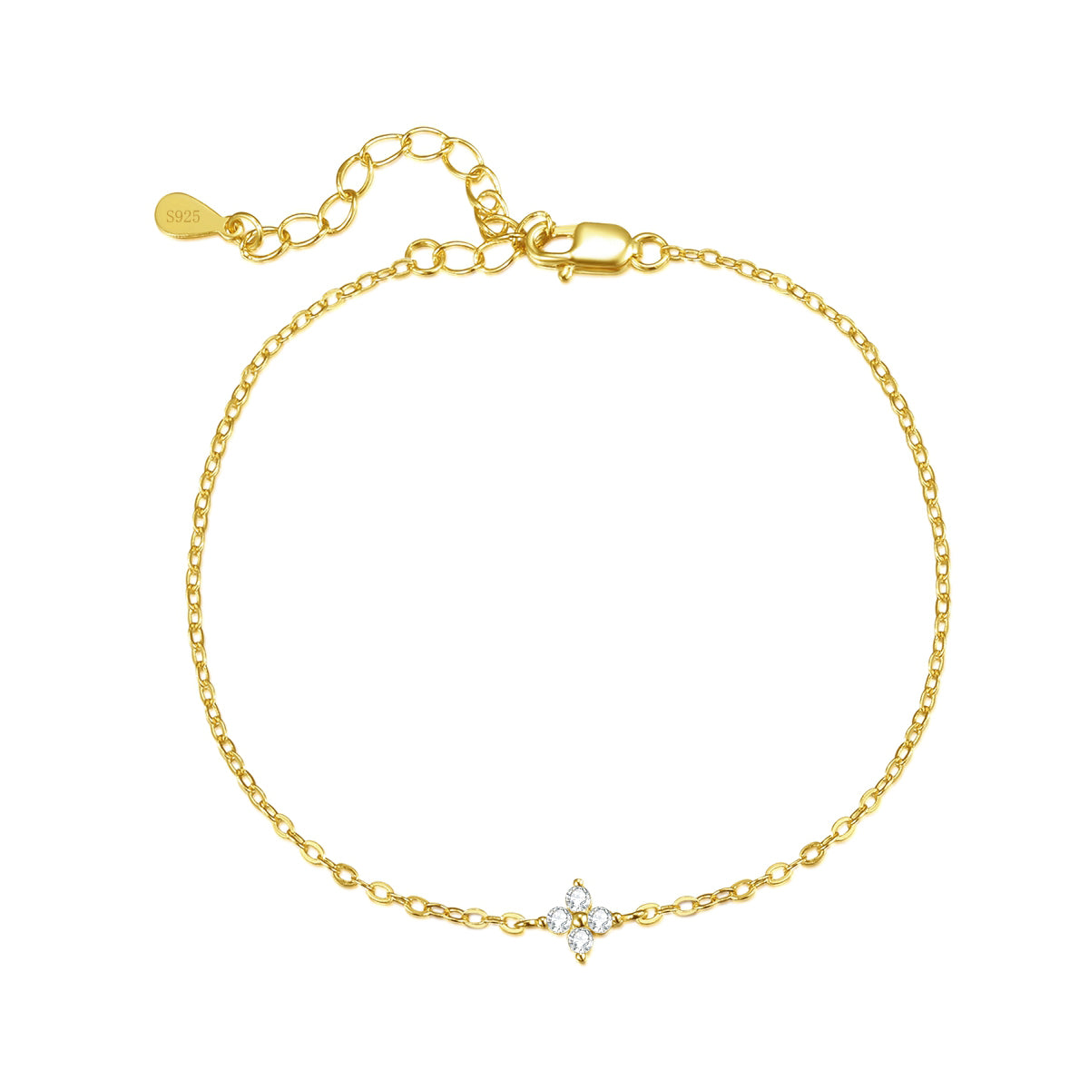 Armband mit Gänseblümchen Anhänger aus Sterlingsilber Gold