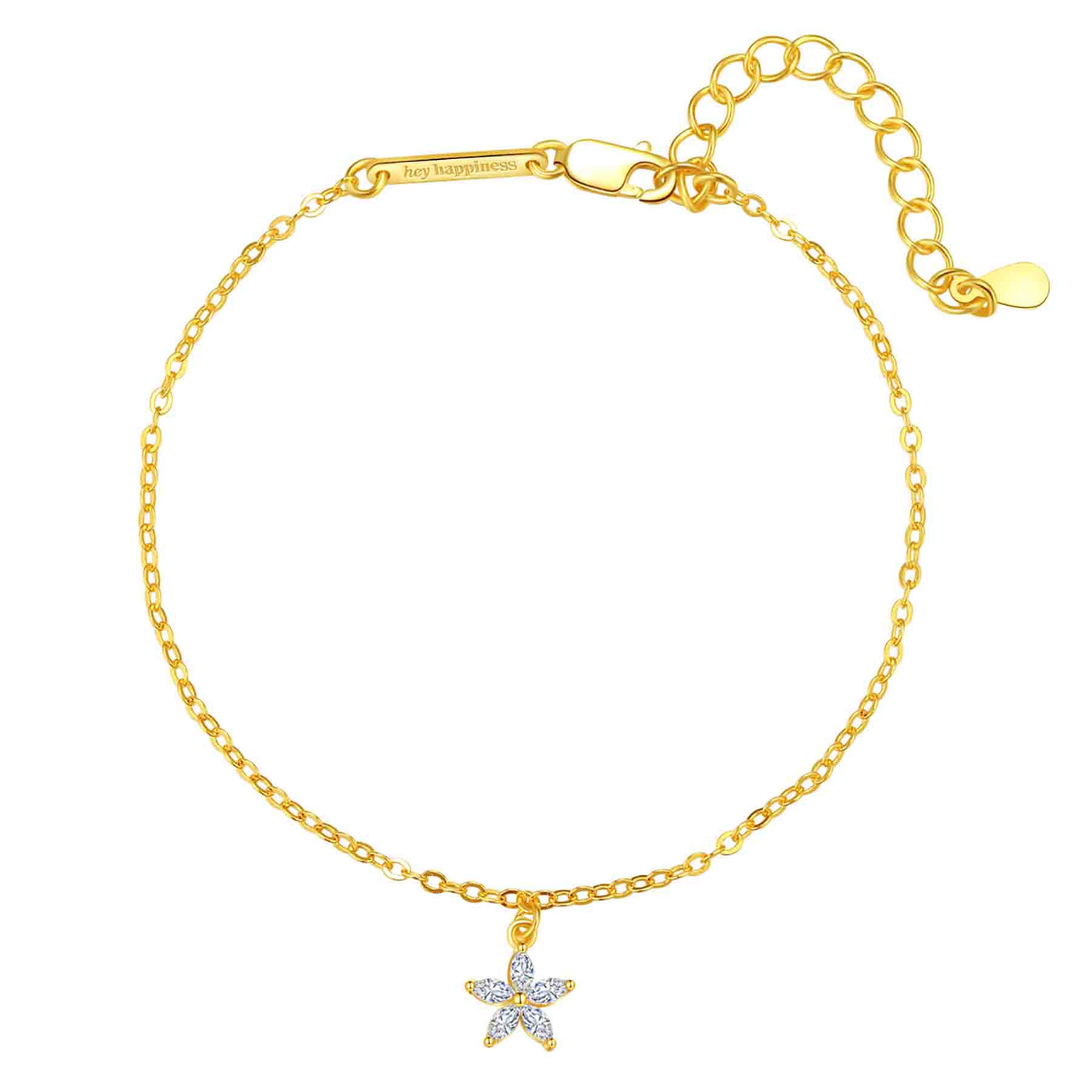 Bracelet Chaîne Gemme Daisy Argent 925 en Or