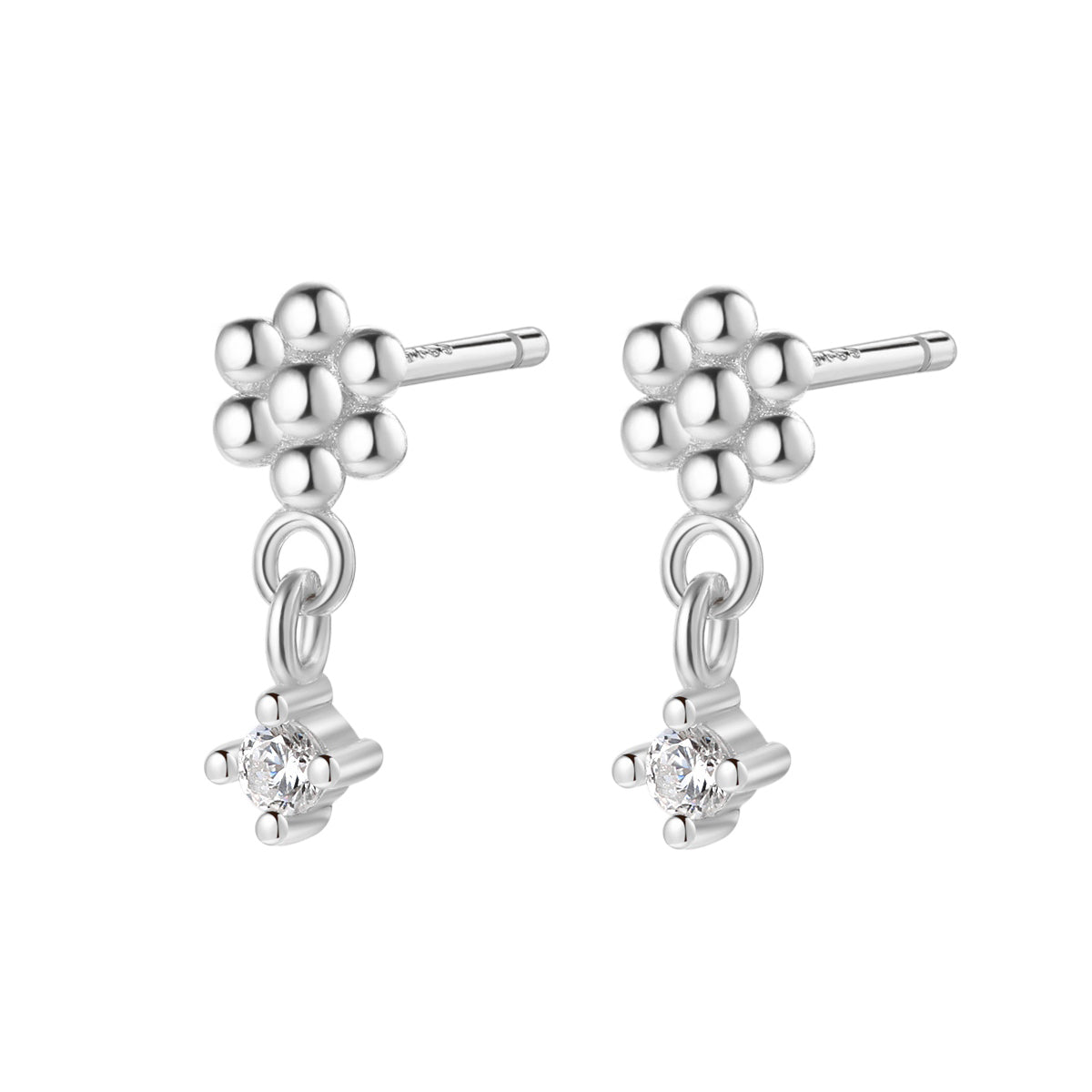 Boucles d'oreilles Dangle Marguerite Sterling Argent