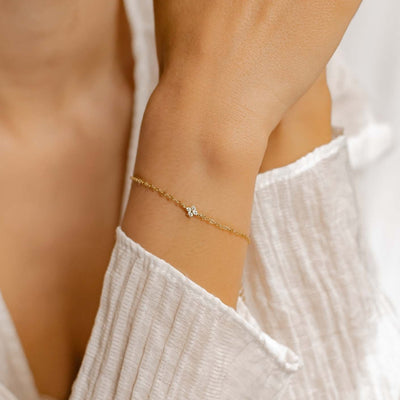 Armband mit Gänseblümchen Anhänger aus Sterlingsilber Gold