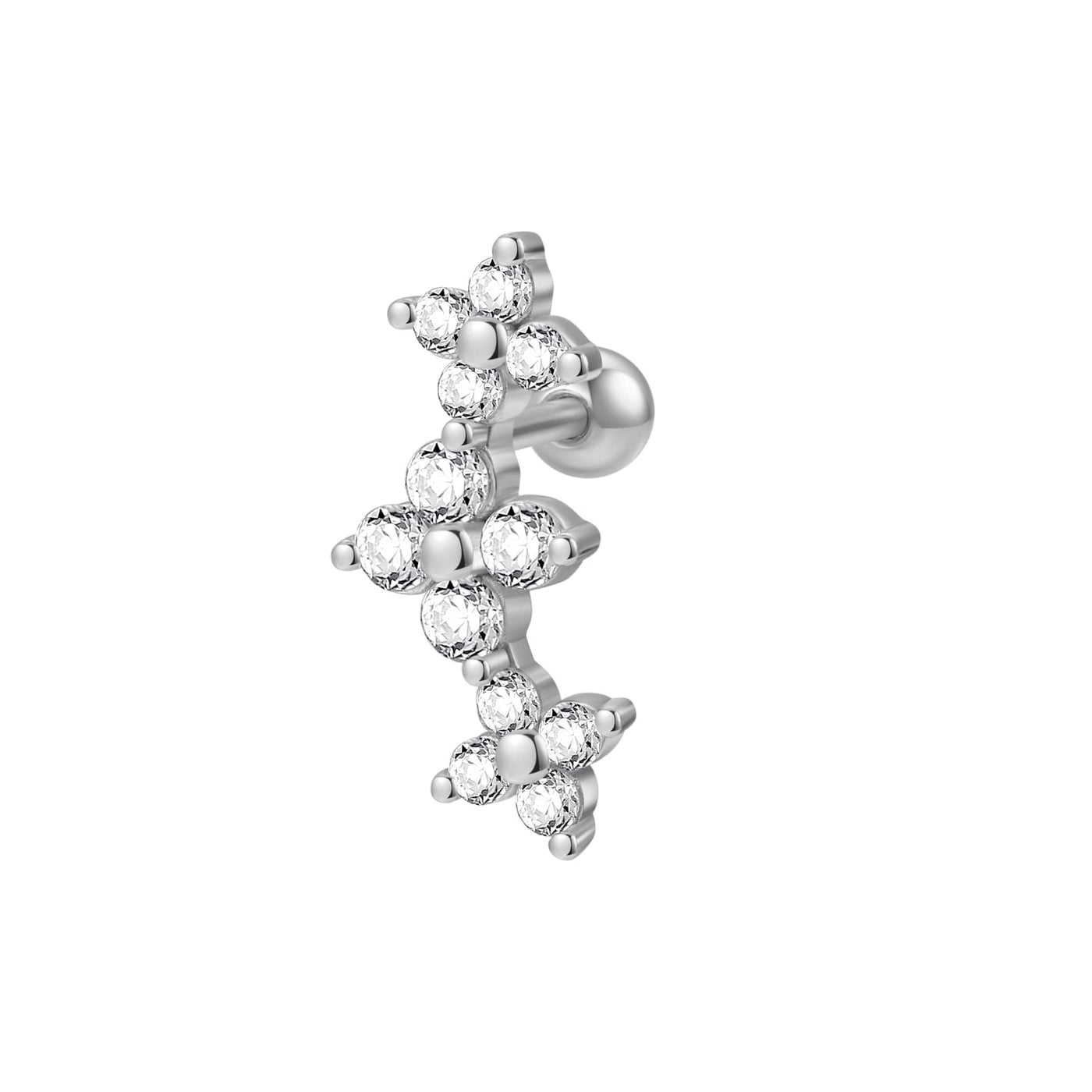 Piercing Clous d' Oreilles Fleur Sterling Argent