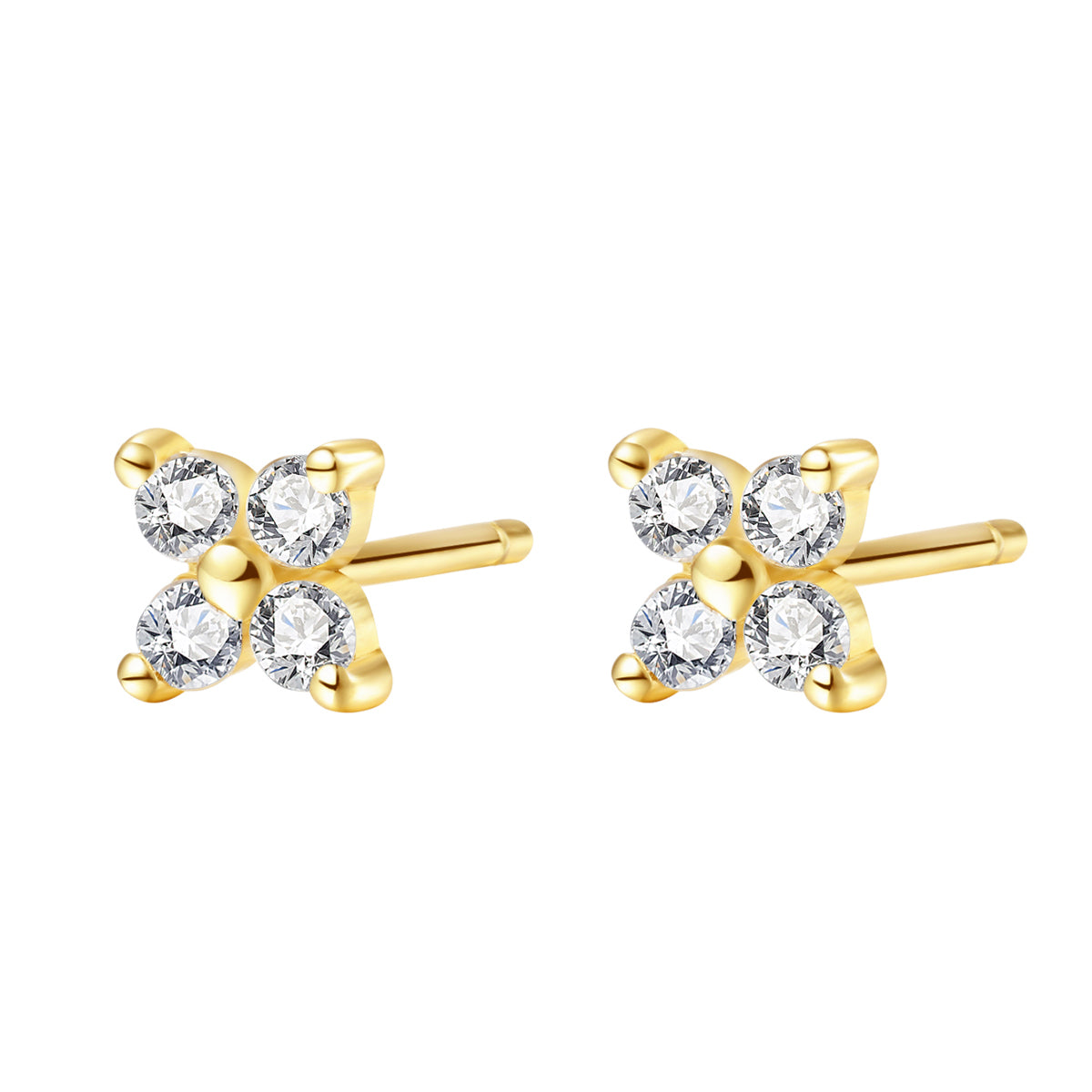 Daisy Stud Earrings Sterling Silver Gold