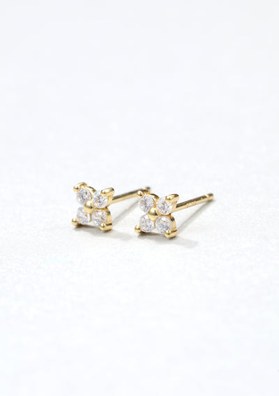 Daisy Stud Earrings Sterling Silver Gold