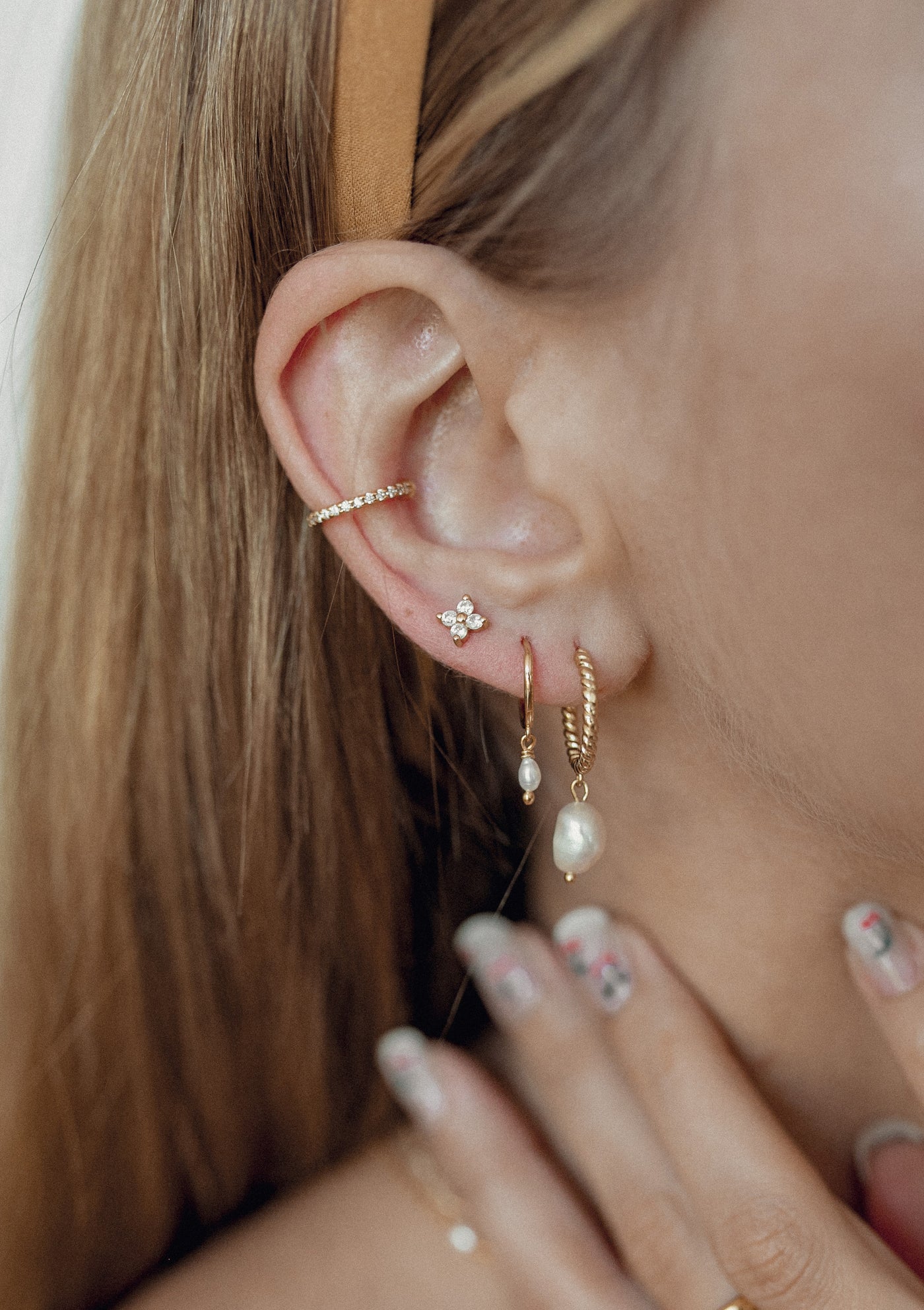 Daisy Stud Earrings Sterling Silver Gold