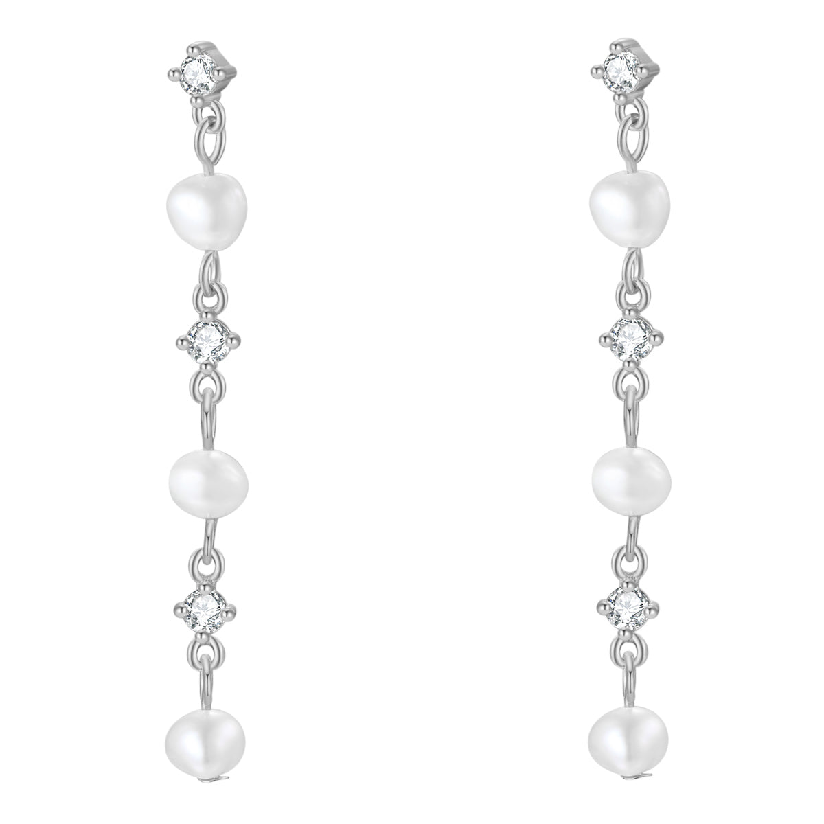 Pendientes Dangle Perla en Plata de Ley 925