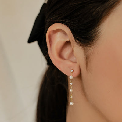 Pendientes Dangle Perla en Plata de Ley 925