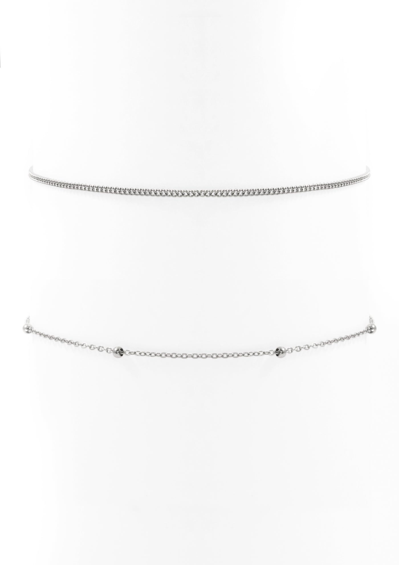 Zarte Choker Ketten Set in Silberfarbe