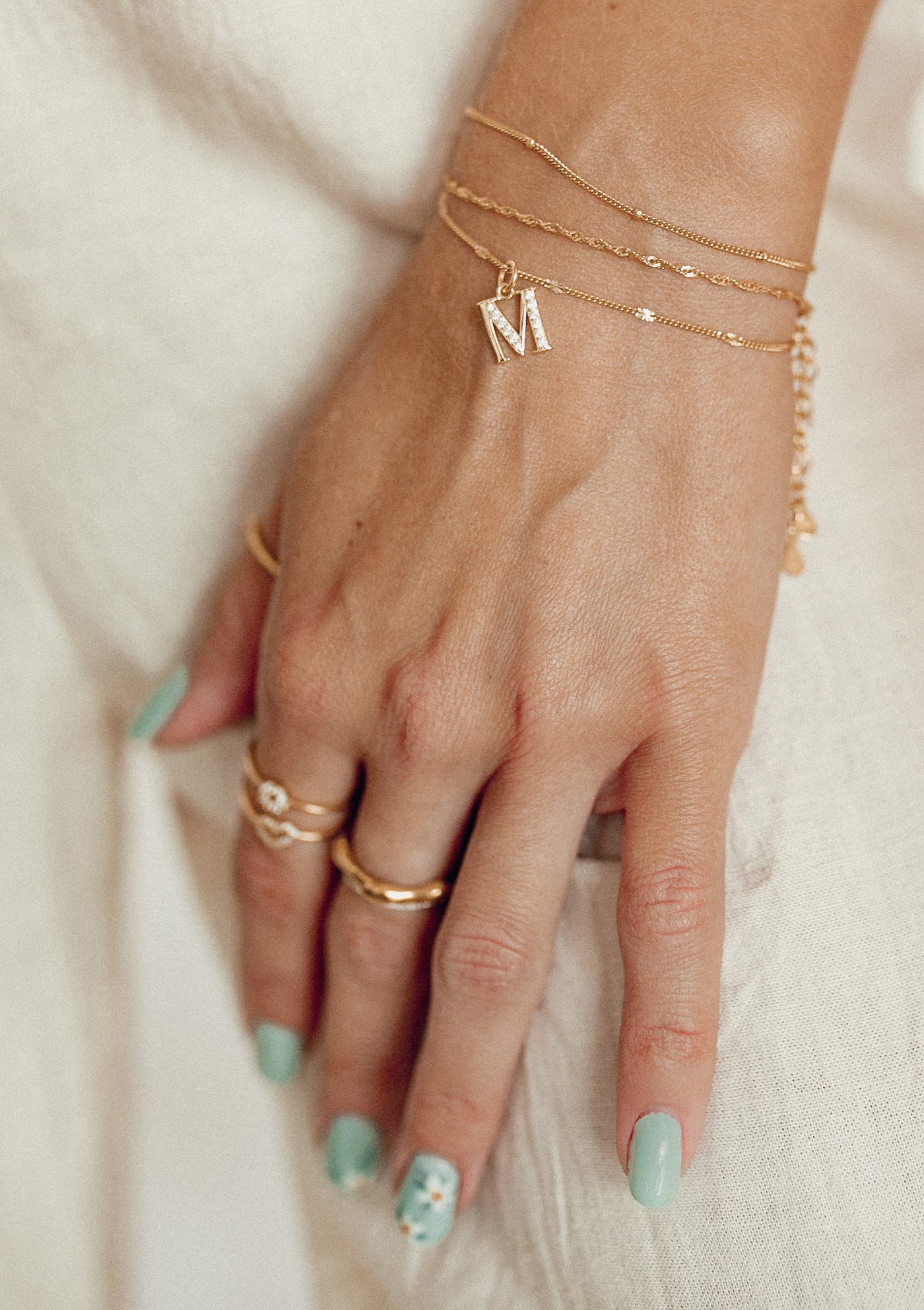 Delicate Starburst Chain Bracelet Sterling Silver Gold