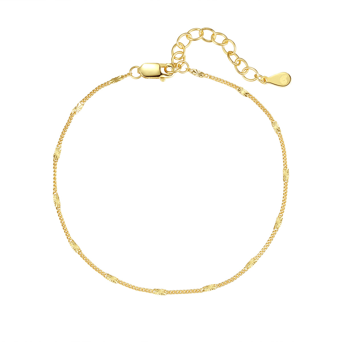 Delicate Starburst Chain Bracelet Sterling Silver Gold