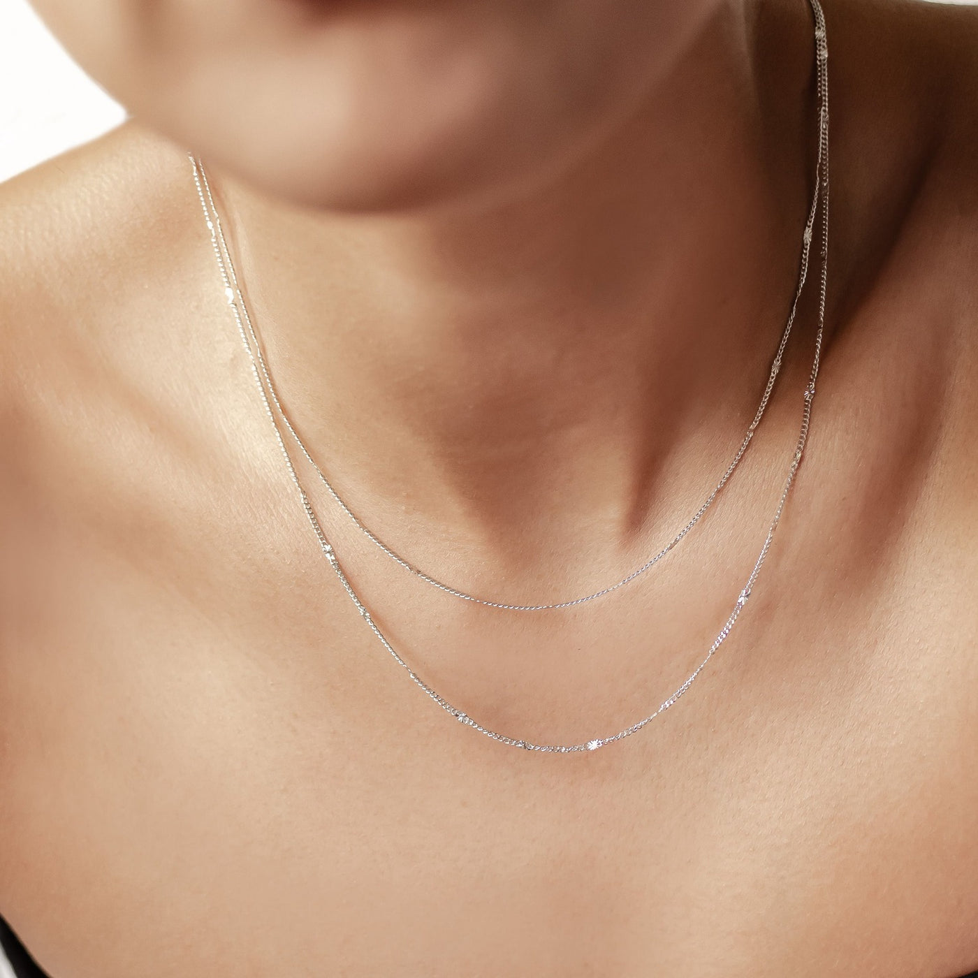 Delicate Starburst Chain Necklace Sterling Silver