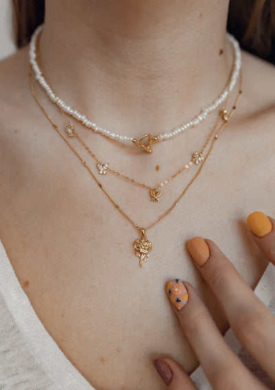 Delicate Starburst Chain Necklace Sterling Silver Gold