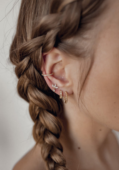 Diamond Ear Cuff Sterling Silver Gold