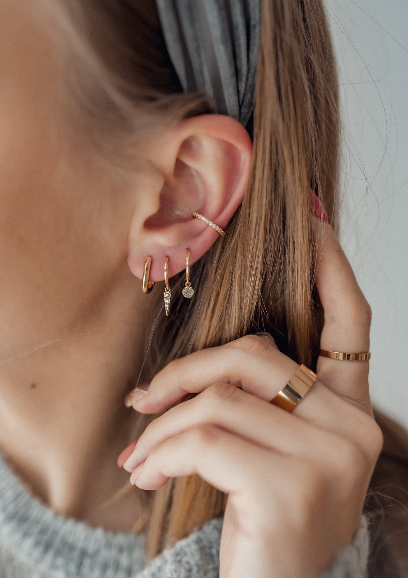 Diamond Ear Cuff Sterling Silver Gold