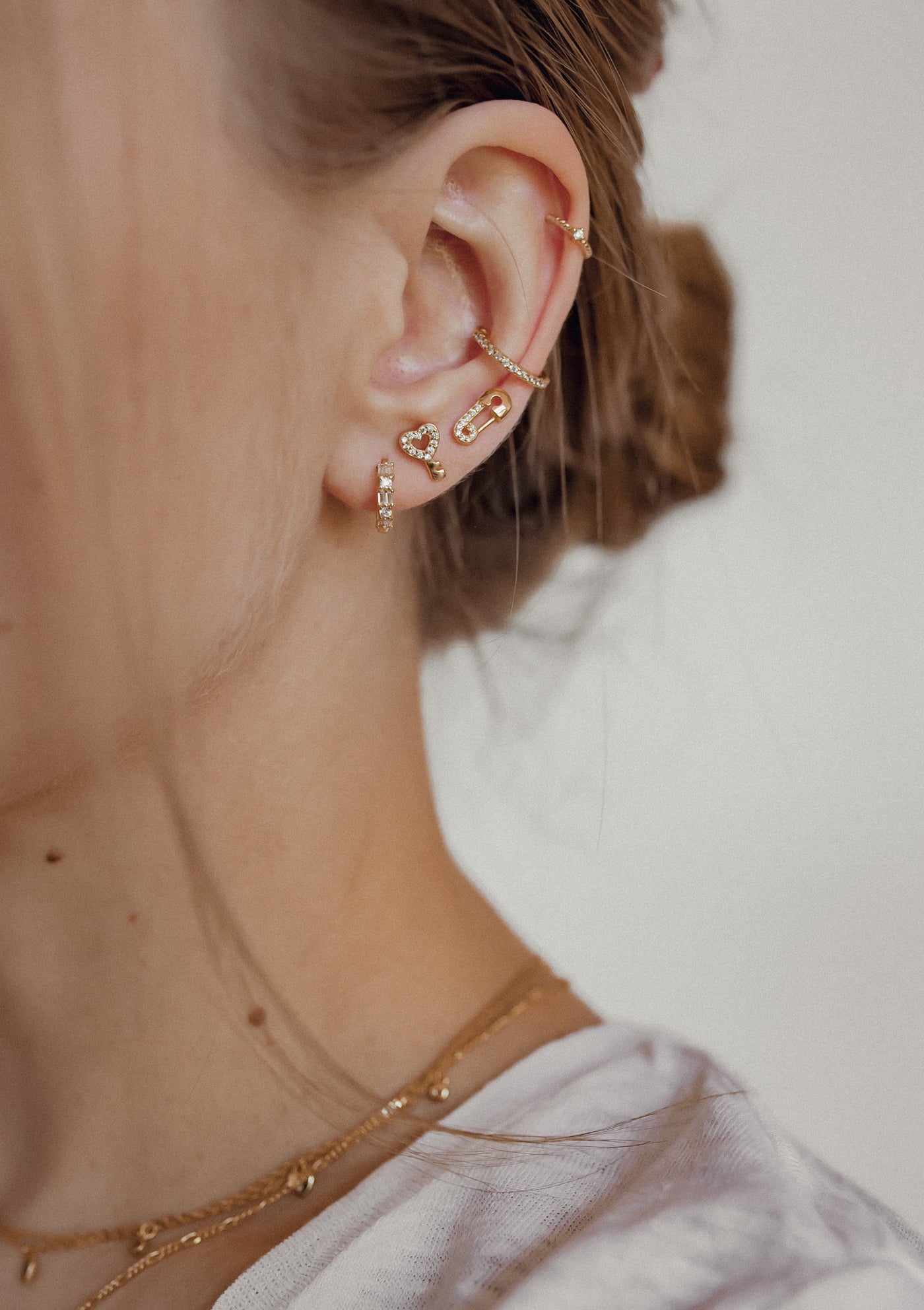 Strass Ear Cuff Ohrring Sterlingsilber in Gold