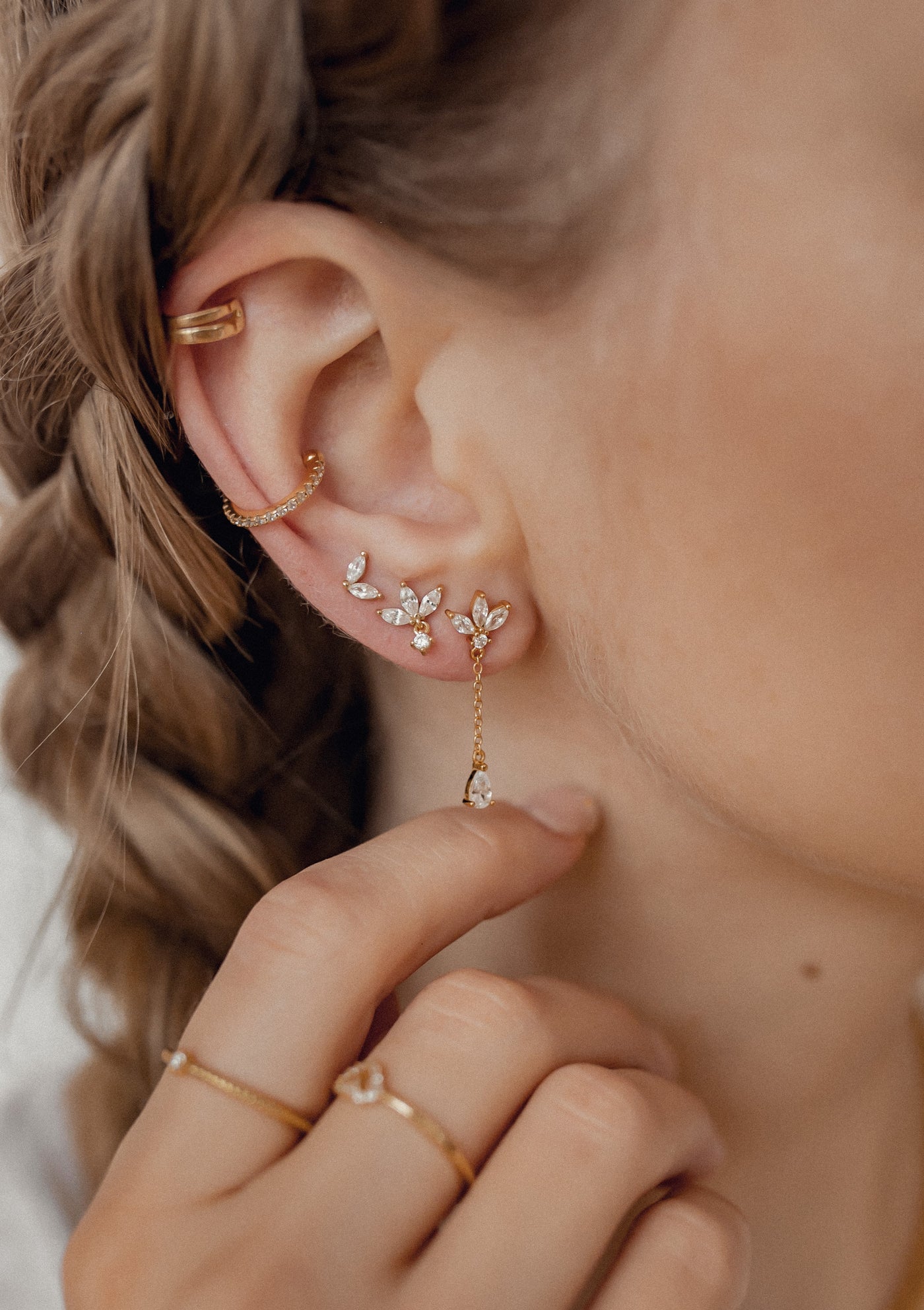 Diamond Ear Cuff Sterling Silver Gold