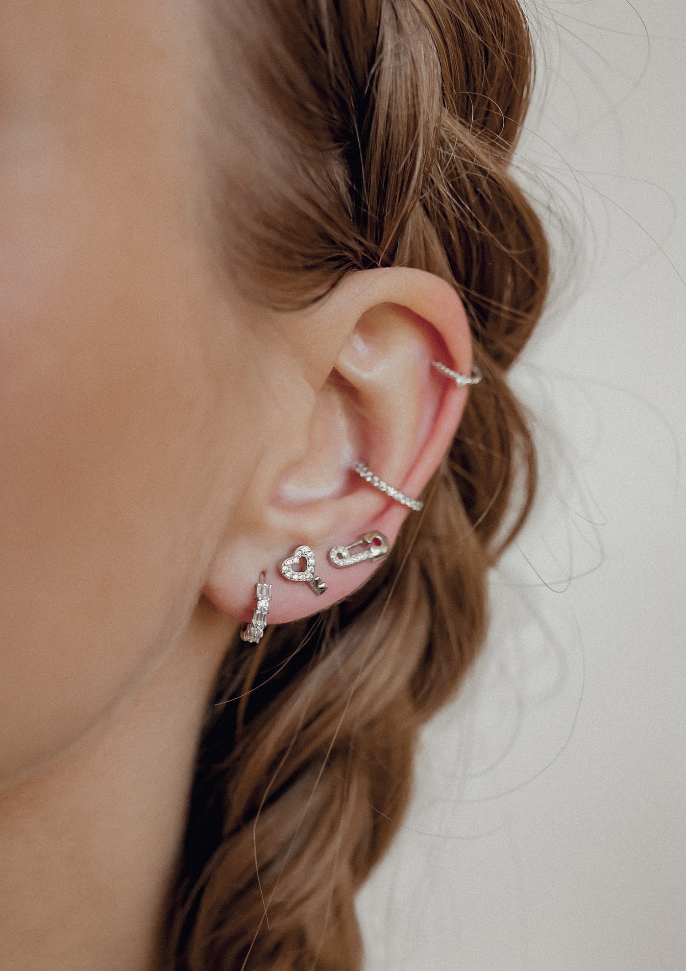 Bijou d'Oreille Diamant en Argent Massif