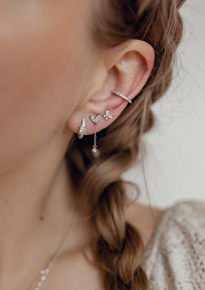 Bijou d'Oreille Diamant en Argent Massif