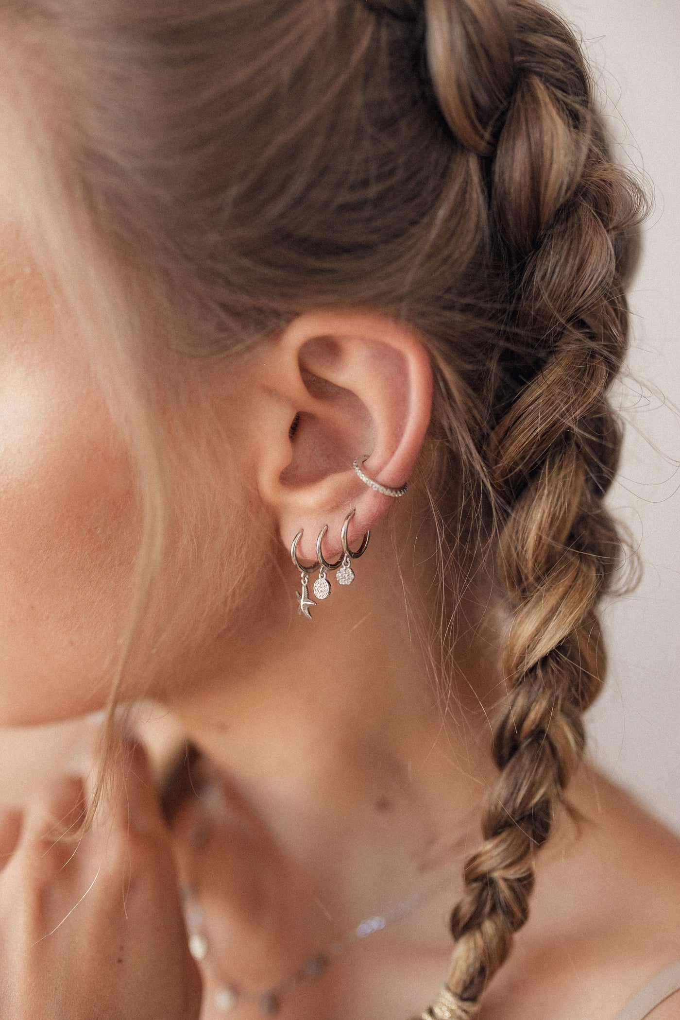 Bijou d'Oreille Diamant en Argent Massif