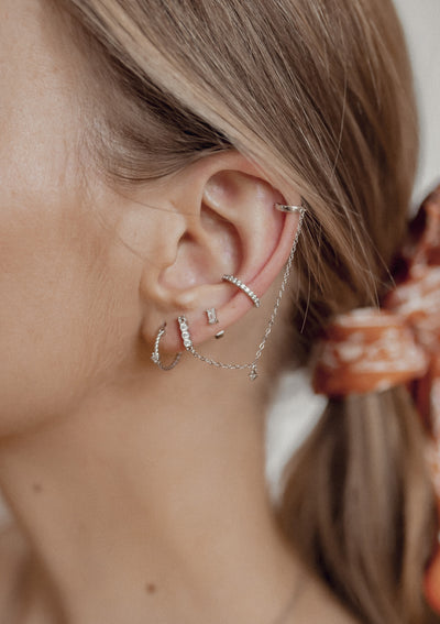 Bijou d'Oreille Diamant en Argent Massif