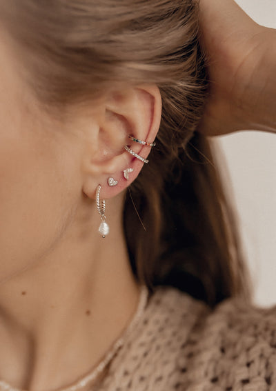 Bijou d'Oreille Diamant en Argent Massif