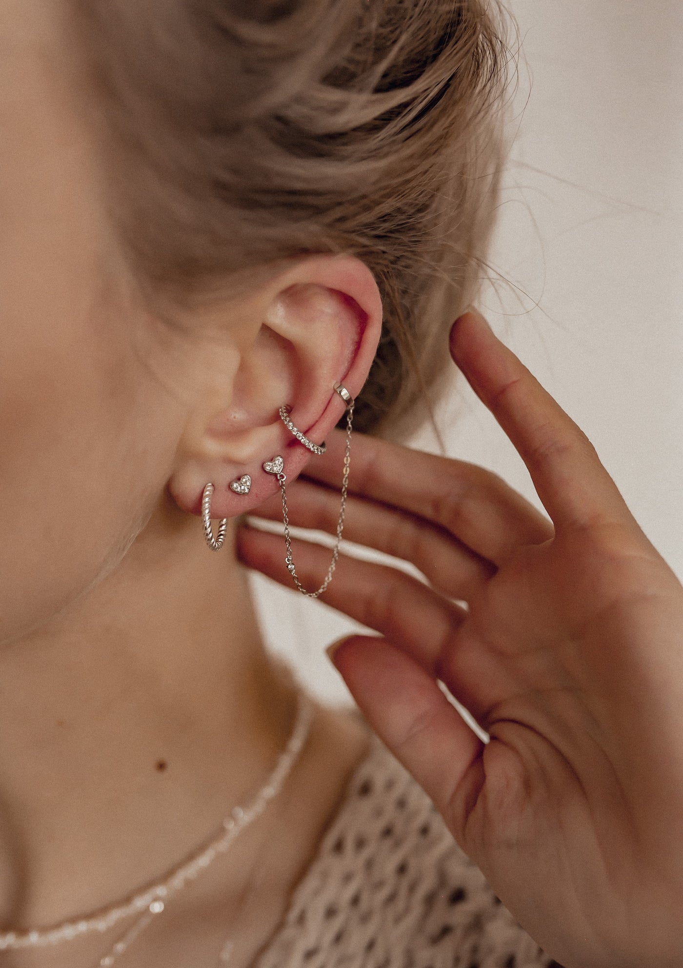 Bijou d'Oreille Diamant en Argent Massif